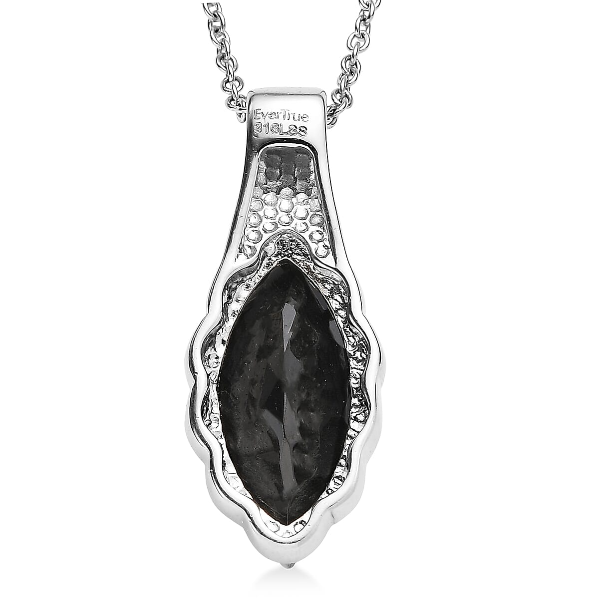 EverTrue Thai Black Spinel 10.00 ctw Pendant Necklace in Stainless Steel 20 Inches image number 4
