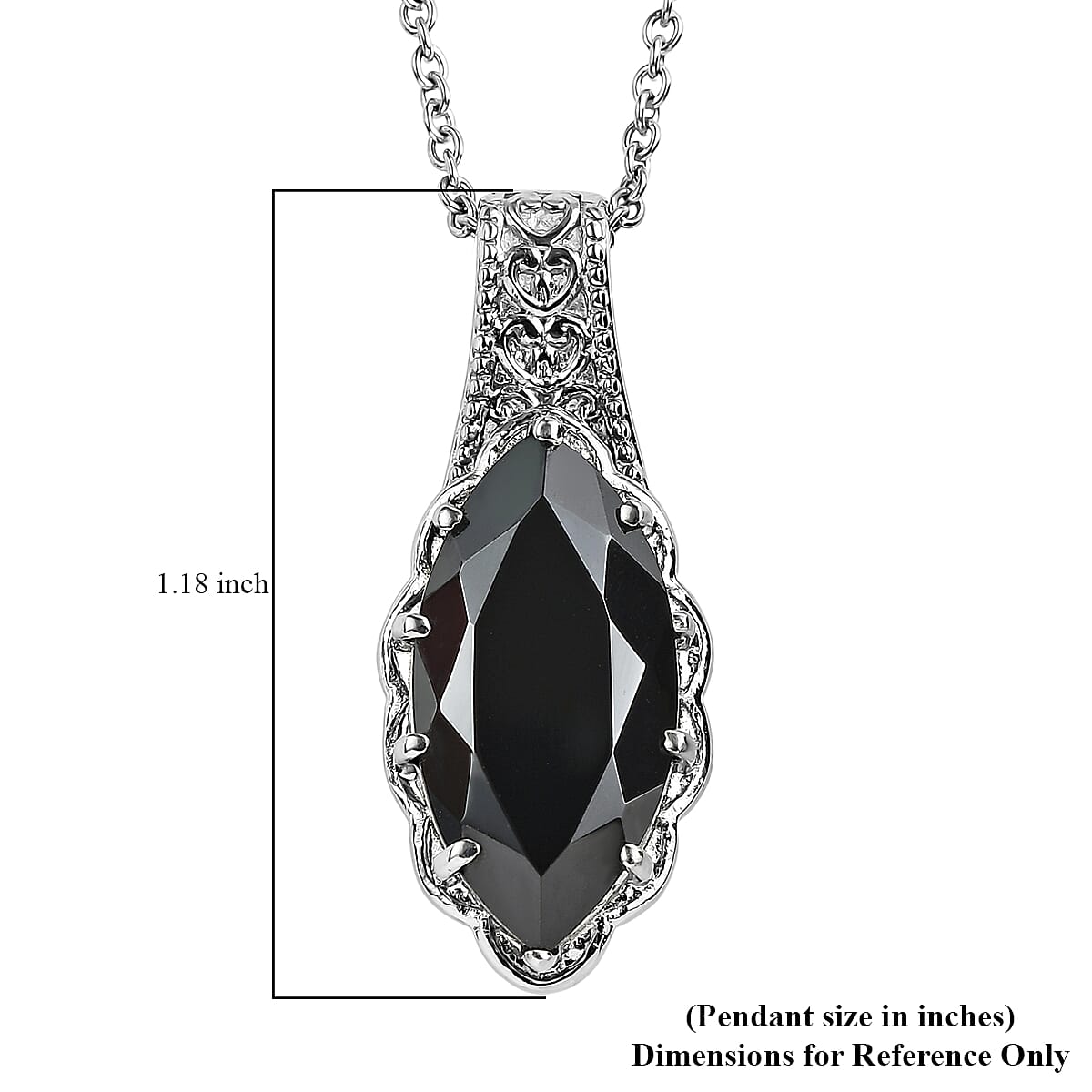 EverTrue Thai Black Spinel 10.00 ctw Pendant Necklace in Stainless Steel 20 Inches image number 6