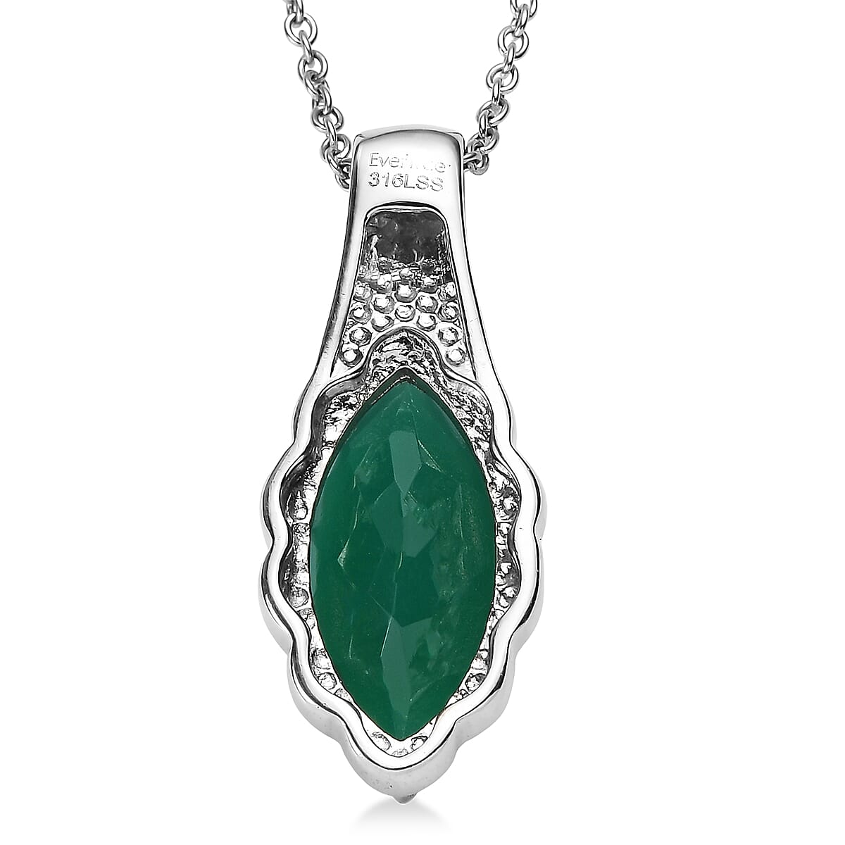 EverTrue Green Onyx Pendant Necklace in Stainless Steel 6.85 ctw (20 Inches) image number 4