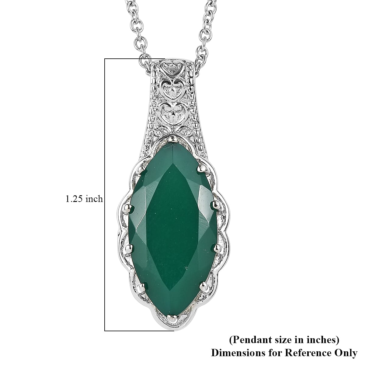 EverTrue Green Onyx Pendant Necklace in Stainless Steel 6.85 ctw (20 Inches) image number 6