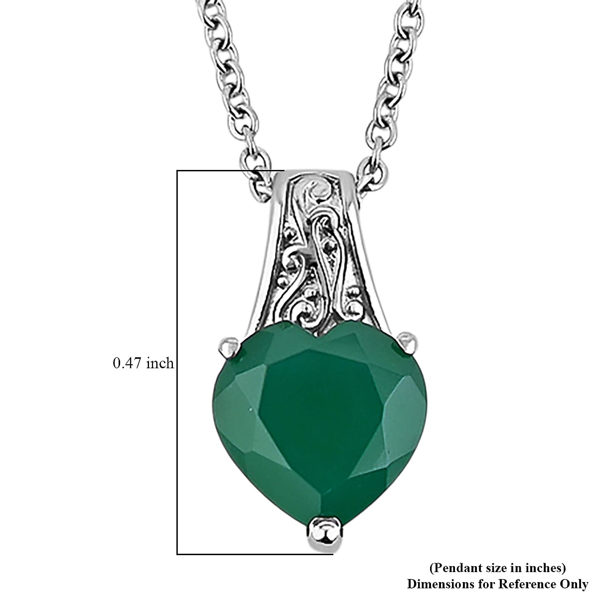 EverTrue Green Onyx 3.10 ctw Pendant Necklace in Stainless Steel 20 Inches image number 5