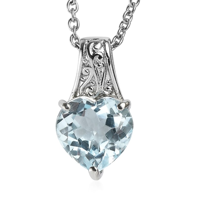 EverTrue Sky Blue Topaz 4.20 ctw Pendant Necklace in Stainless Steel 20 Inches