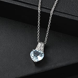 EverTrue Sky Blue Topaz 4.20 ctw Pendant Necklace in Stainless Steel 20 Inches 