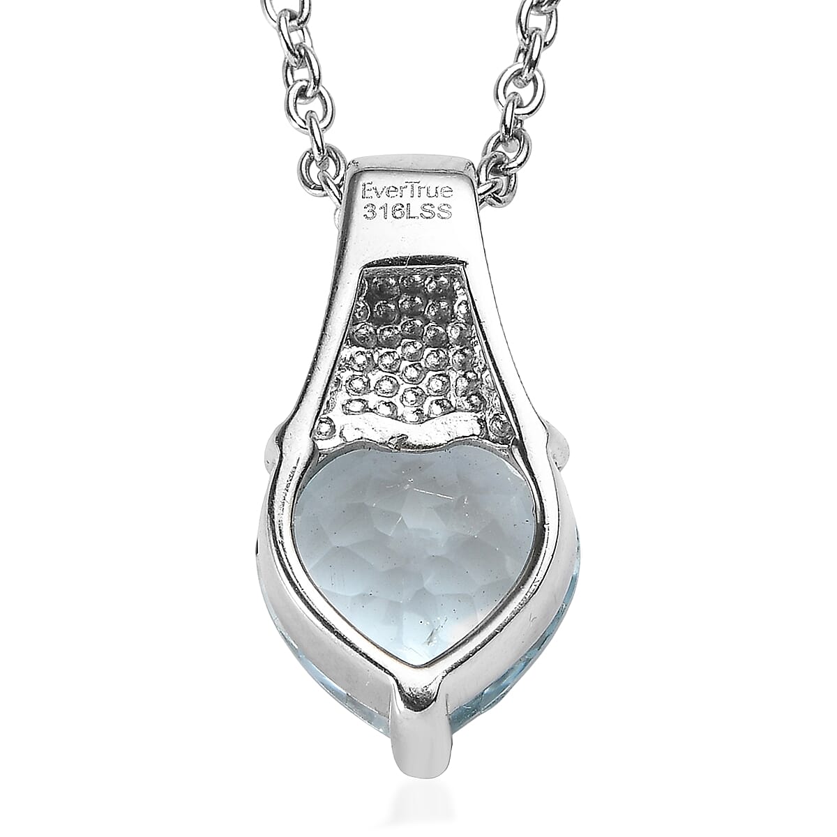 EverTrue Sky Blue Topaz 4.20 ctw Pendant Necklace in Stainless Steel 20 Inches  image number 4