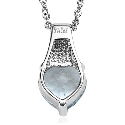 EverTrue Sky Blue Topaz 4.20 ctw Pendant Necklace in Stainless Steel 20 Inches