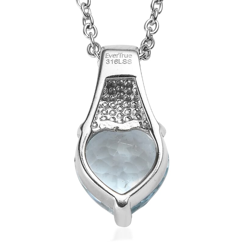 EverTrue Sky Blue Topaz 4.20 ctw Pendant Necklace in Stainless Steel 20 Inches