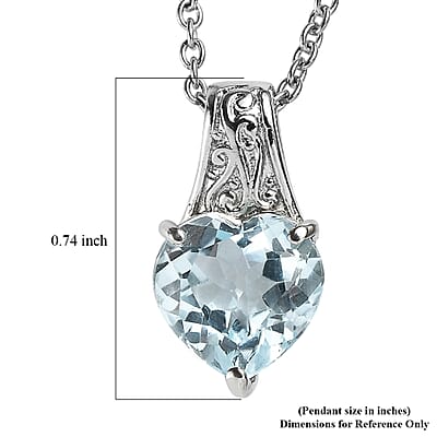 EverTrue Sky Blue Topaz 4.20 ctw Pendant Necklace in Stainless Steel 20 Inches