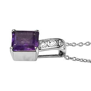 EverTrue African Amethyst 5.00 ctw Pendant Necklace in Stainless Steel 20 Inches 
