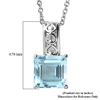 EverTrue Sky Blue Topaz 6.20 ctw Pendant Necklace in Stainless Steel 20 Inches