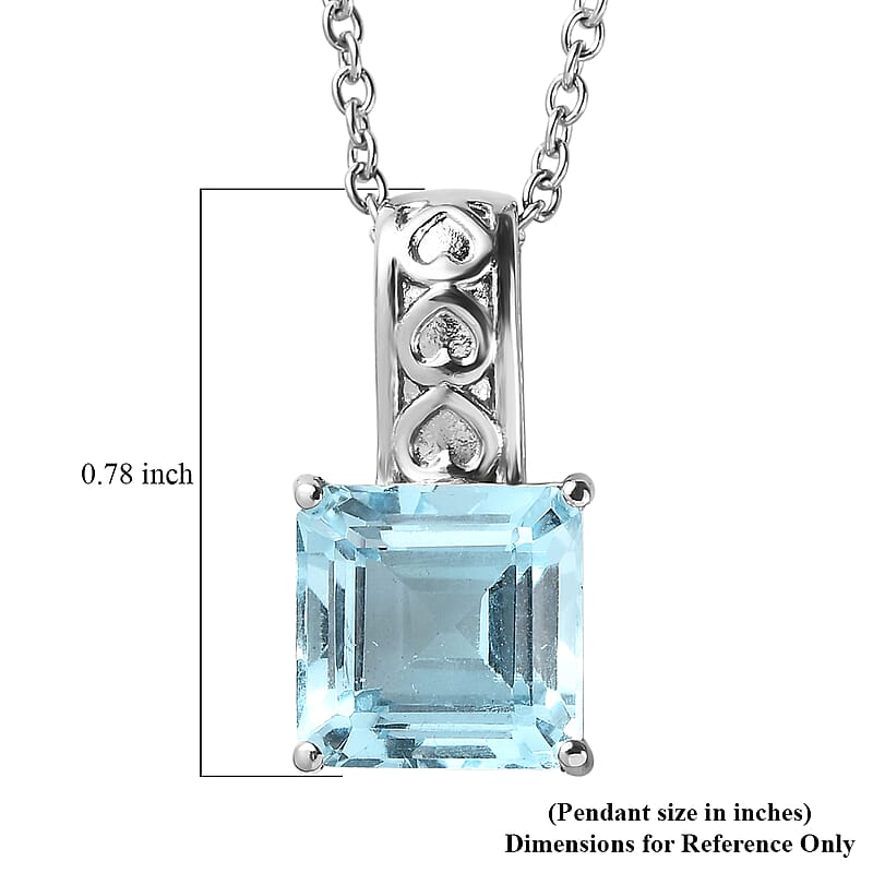 EverTrue Sky Blue Topaz 6.20 ctw Pendant Necklace in Stainless Steel 20 Inches