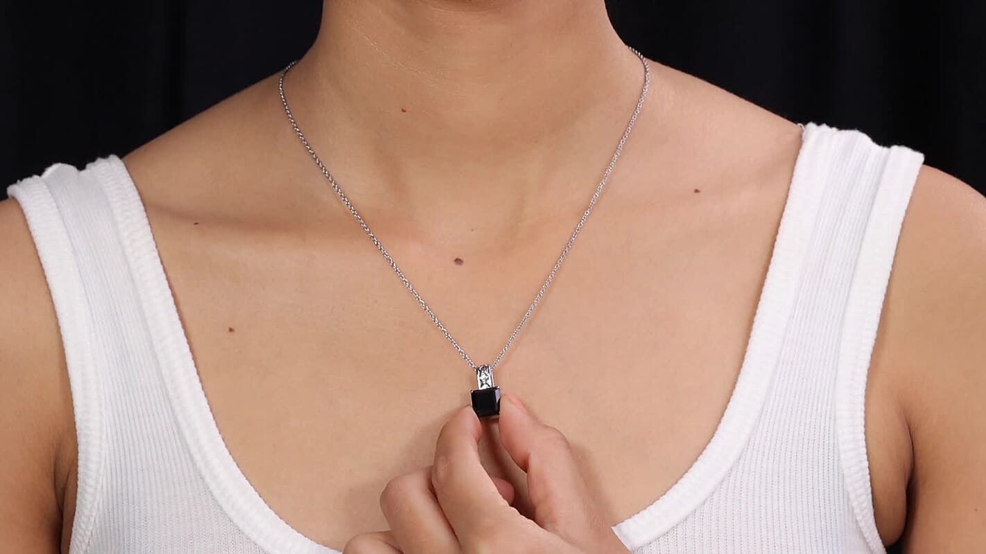 EverTrue Sky Blue Topaz Pendant Necklace (20 Inches) in Stainless Steel 6.20 ctw 4410568