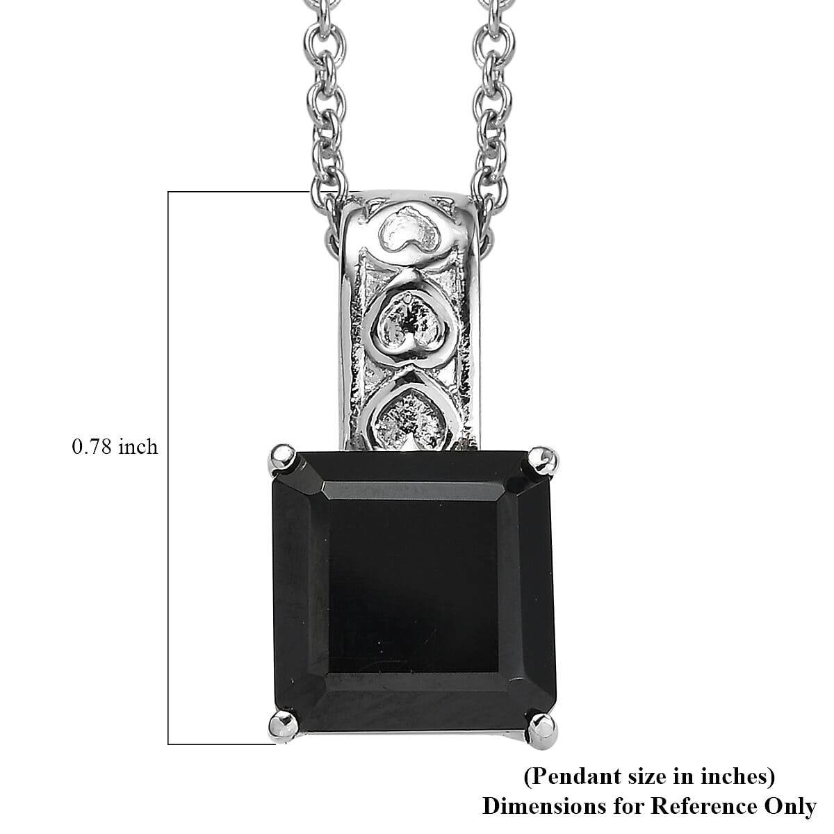 EverTrue Thai Black Spinel 6.70 ctw Pendant Necklace in Stainless Steel 20 Inches