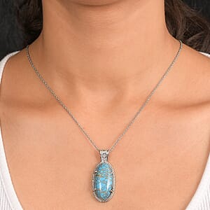 EverTrue Mojave Blue Turquoise 21.65 ctw Pendant Necklace in Stainless Steel 20 Inches
