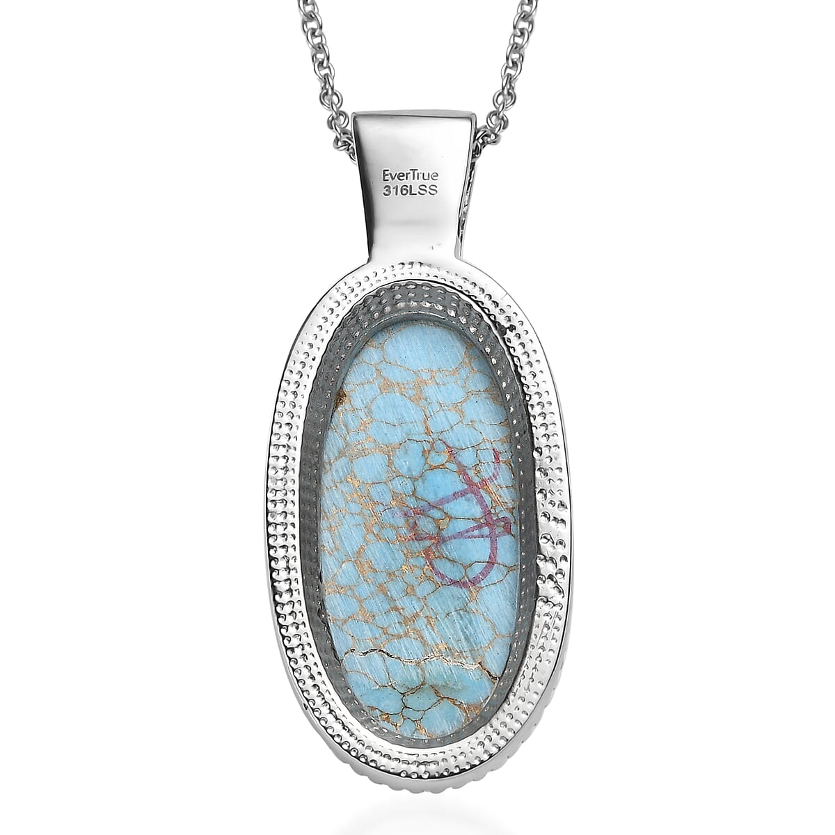 EverTrue Mojave Blue Turquoise 21.65 ctw Pendant Necklace in Stainless Steel 20 Inches image number 4