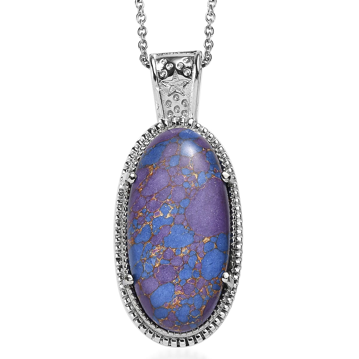 EverTrue Mojave Purple Turquoise 19.25 ctw Pendant Necklace in Stainless Steel 20 Inches image number 0