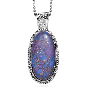 EverTrue Mojave Purple Turquoise 19.25 ctw Pendant Necklace in Stainless Steel 20 Inches