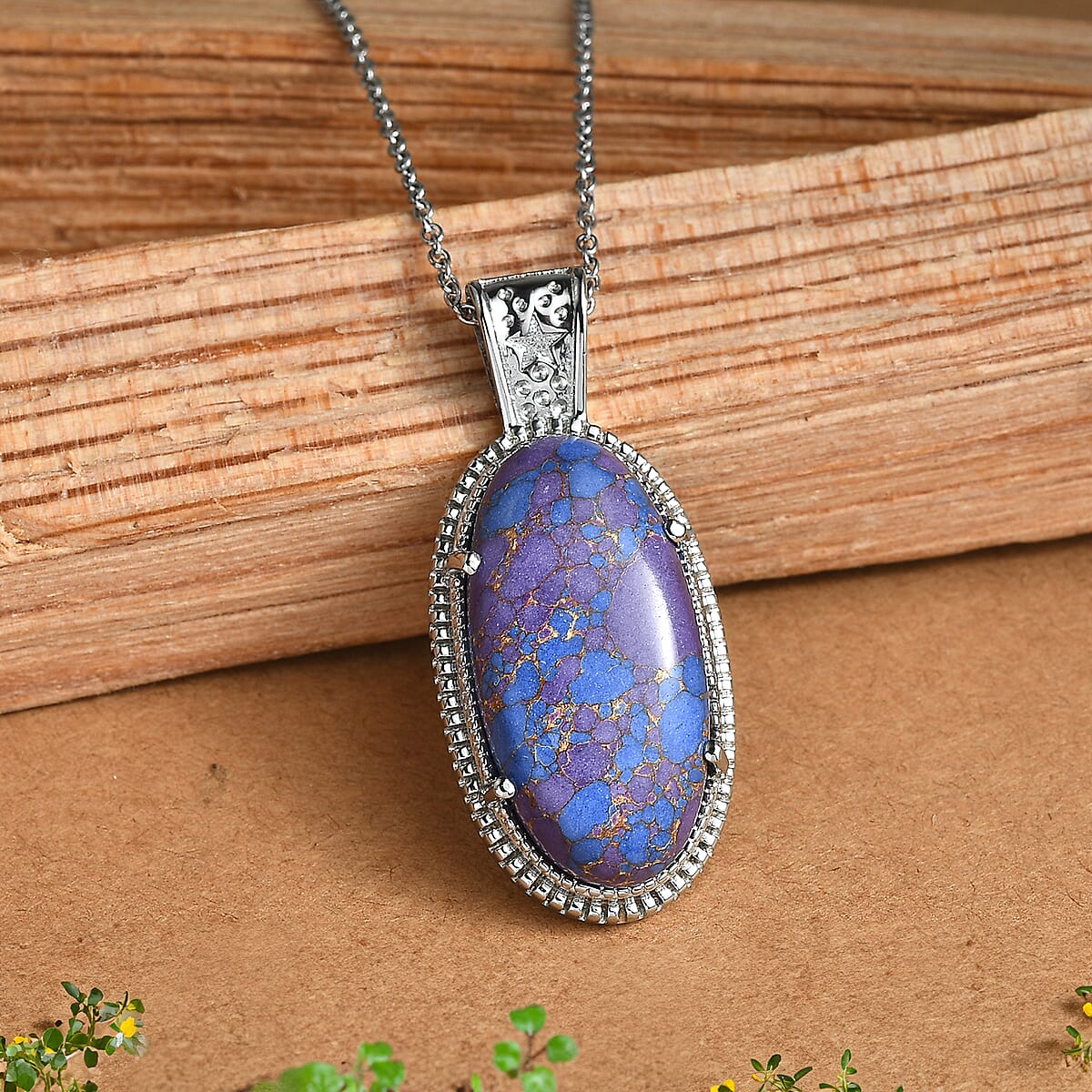 EverTrue Mojave Purple Turquoise 19.25 ctw Pendant Necklace in Stainless Steel 20 Inches image number 1