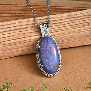 EverTrue Mojave Purple Turquoise 19.25 ctw Pendant Necklace in Stainless Steel 20 Inches