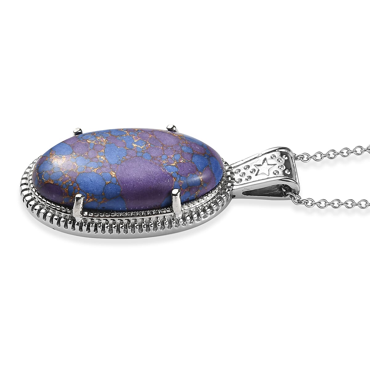 EverTrue Mojave Purple Turquoise 19.25 ctw Pendant Necklace in Stainless Steel 20 Inches image number 3