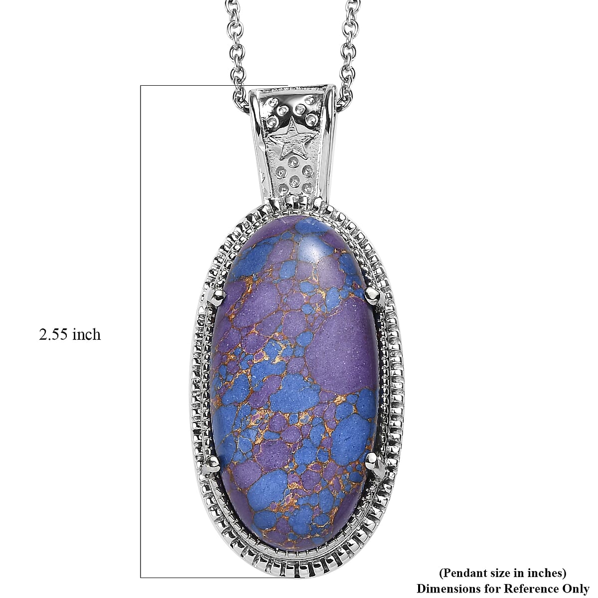 EverTrue Mojave Purple Turquoise 19.25 ctw Pendant Necklace in Stainless Steel 20 Inches image number 6