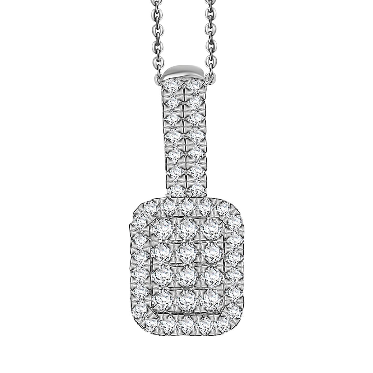 D'Joy Diamond 0.50 ctw Art Deco Pendant Necklace in Rhodium Over Sterling Silver 20 Inches image number 0