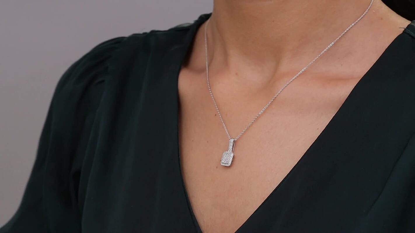 D'Joy Diamond 0.40 ctw Pendant Necklace in Rhodium Over Sterling Silver 20 Inches