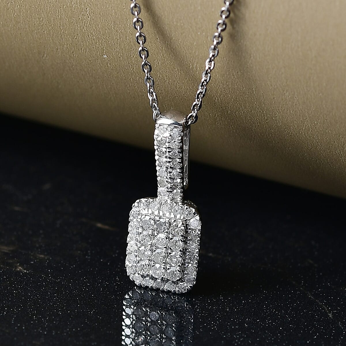 D'Joy Diamond 0.50 ctw Art Deco Pendant Necklace in Rhodium Over Sterling Silver 20 Inches image number 1