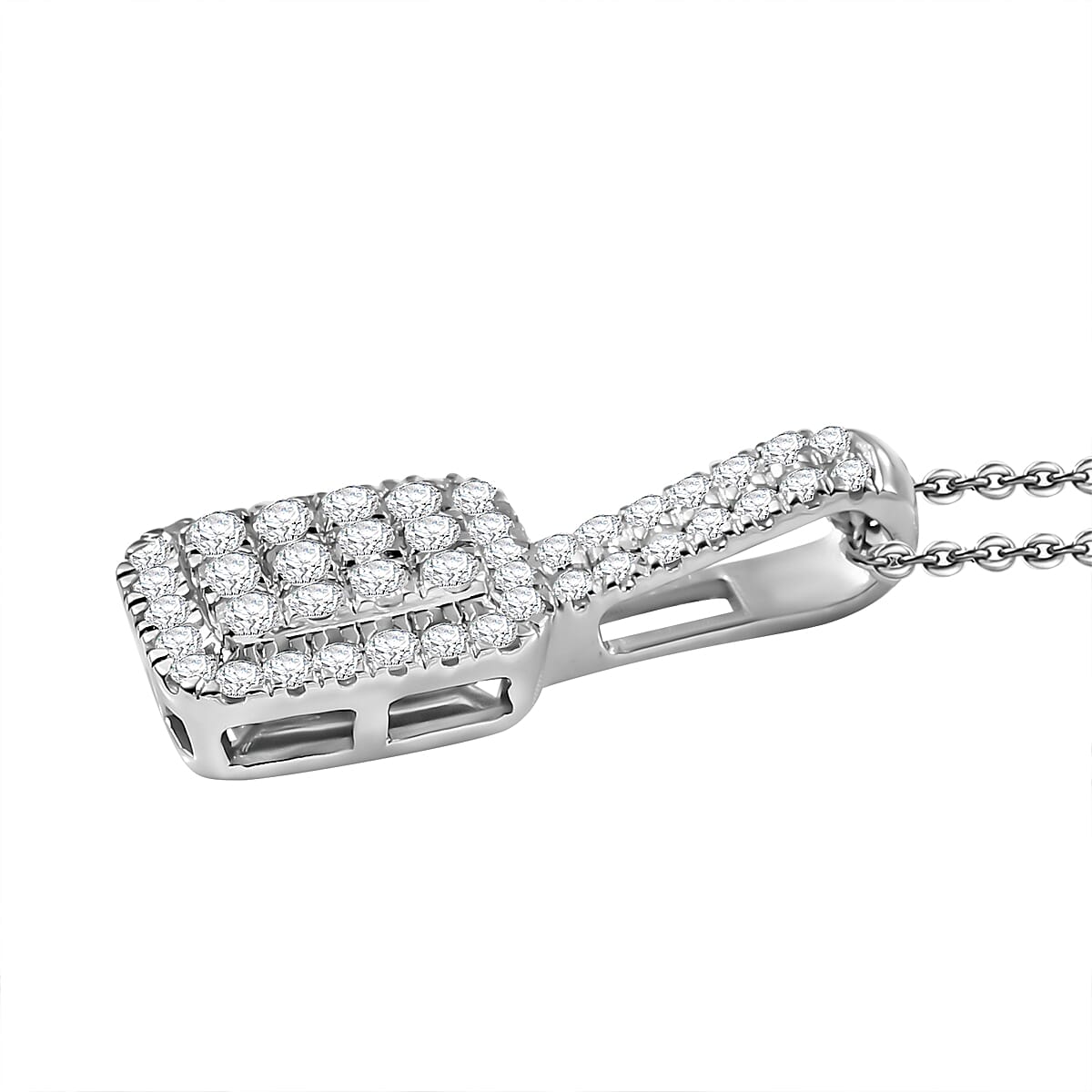 D'Joy Diamond 0.50 ctw Art Deco Pendant Necklace in Rhodium Over Sterling Silver 20 Inches image number 3