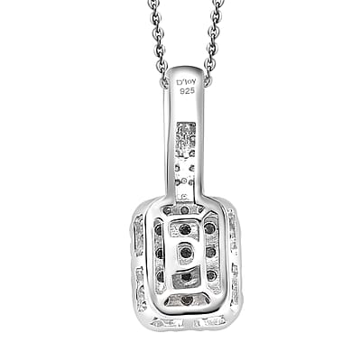 D'Joy Diamond 0.50 ctw Art Deco Pendant Necklace in Rhodium Over Sterling Silver 20 Inches