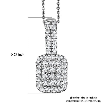 D'Joy Diamond 0.50 ctw Art Deco Pendant Necklace in Rhodium Over Sterling Silver 20 Inches