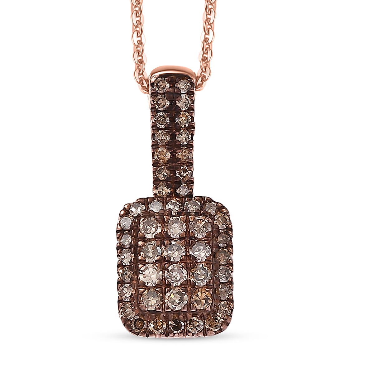 D'Joy Natural Champagne Diamond 0.50 ctw Art Deco Pendant Necklace in 18K Vermeil Rose Gold Over Sterling Silver 20 Inches image number 0