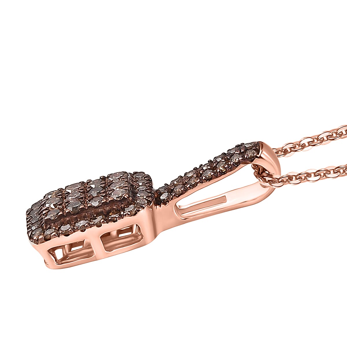 D'Joy Natural Champagne Diamond 0.50 ctw Art Deco Pendant Necklace in 18K Vermeil Rose Gold Over Sterling Silver 20 Inches image number 3