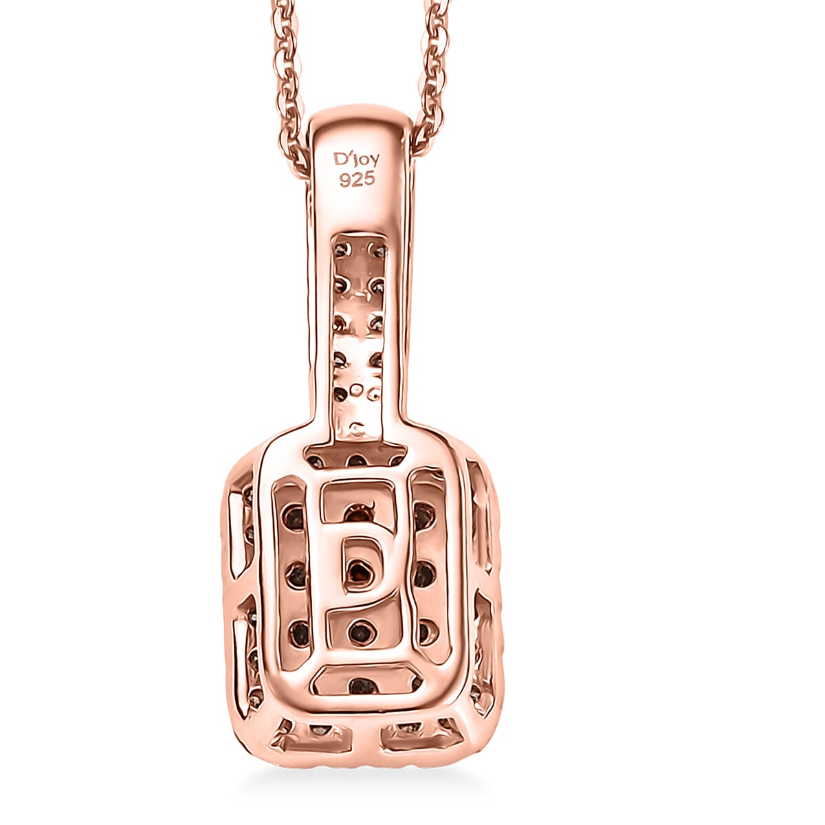 D'Joy Natural Champagne Diamond 0.50 ctw Art Deco Pendant Necklace in 18K Vermeil Rose Gold Over Sterling Silver 20 Inches image number 4