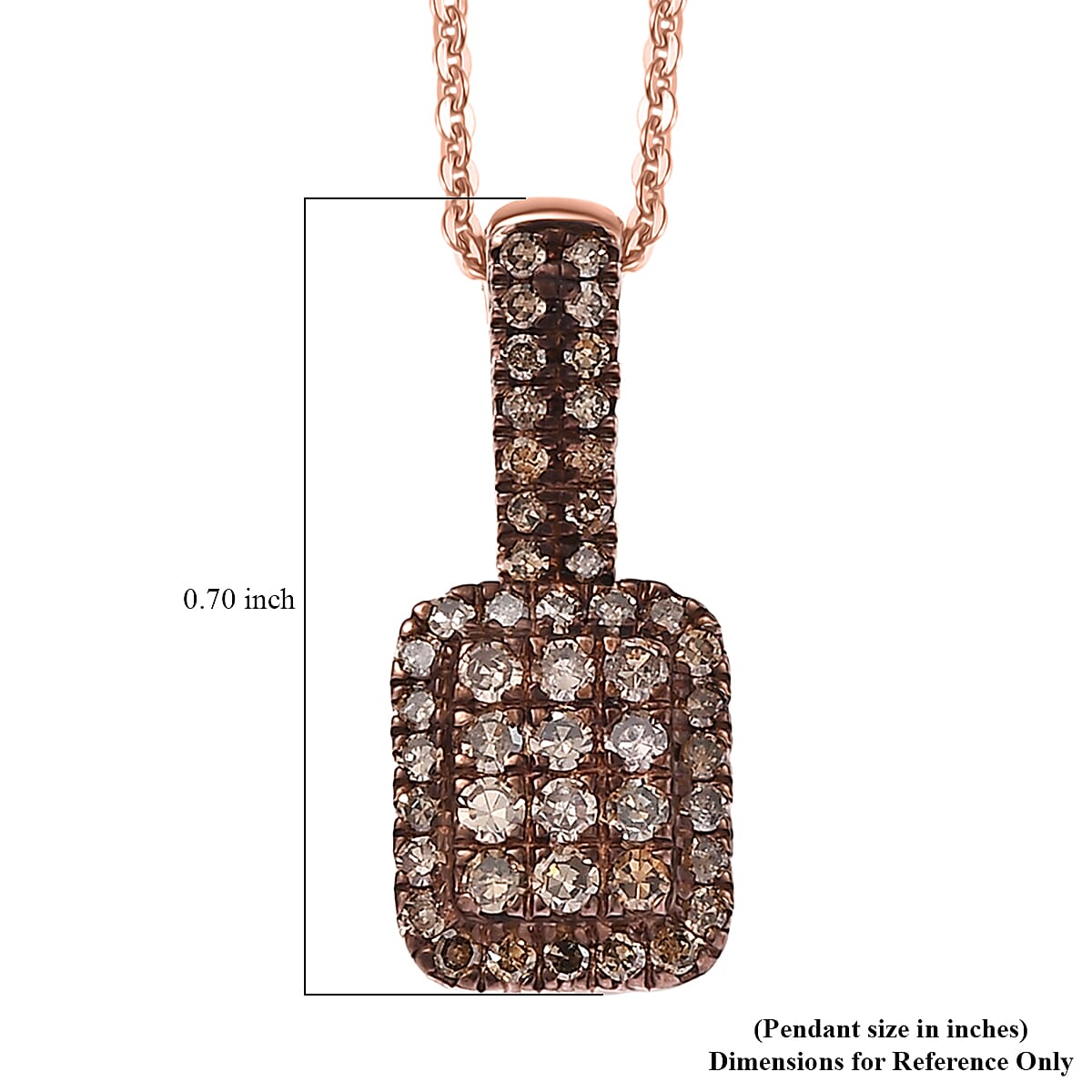 D'Joy Natural Champagne Diamond 0.50 ctw Art Deco Pendant Necklace in 18K Vermeil Rose Gold Over Sterling Silver 20 Inches image number 6