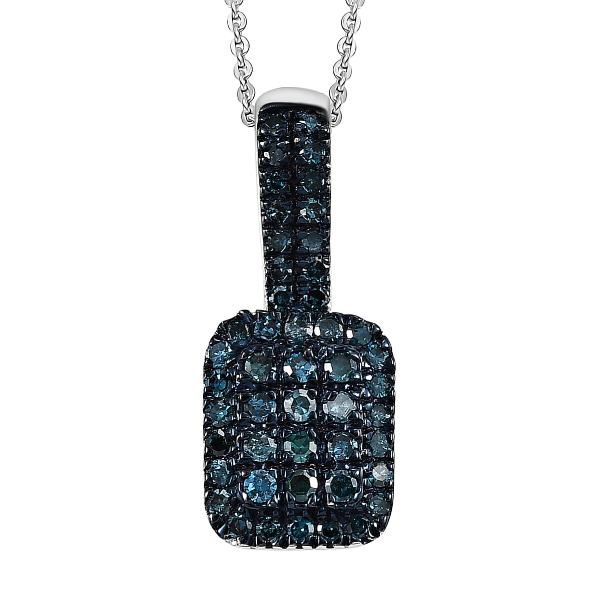 D'Joy Blue Diamond 0.50 ctw Art Deco Pendant Necklace in Rhodium Over Sterling Silver 20 Inches image number 0