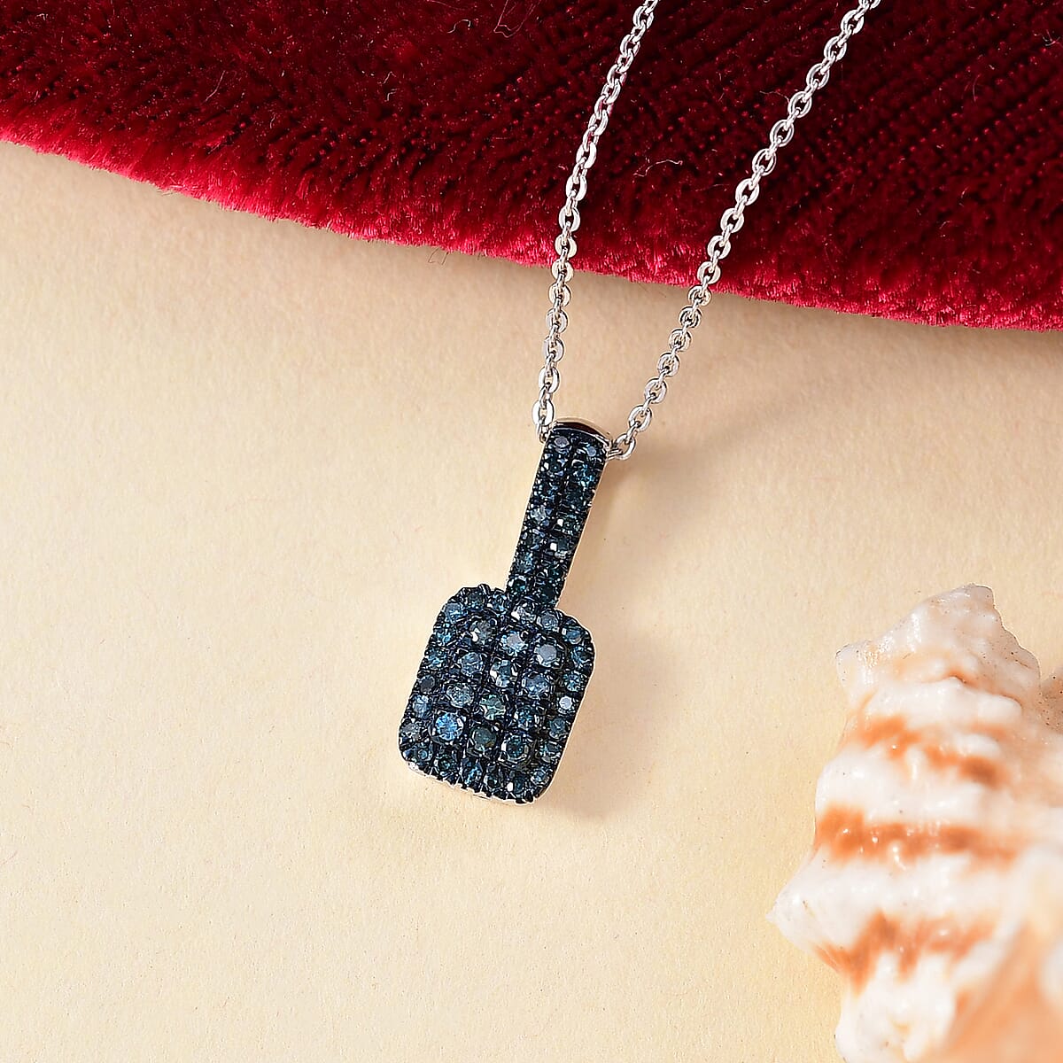 D'Joy Blue Diamond 0.50 ctw Art Deco Pendant Necklace in Rhodium Over Sterling Silver 20 Inches image number 1