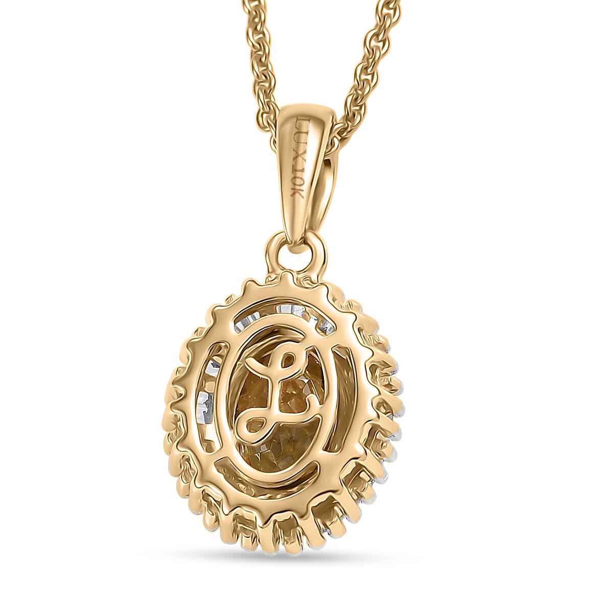 Luxoro AAA Ambanja Demantoid Garnet and G-H I2 Diamond 1.10 ctw Heirloom Spark Pendant Necklace in 10K Yellow Gold 20 Inches image number 4