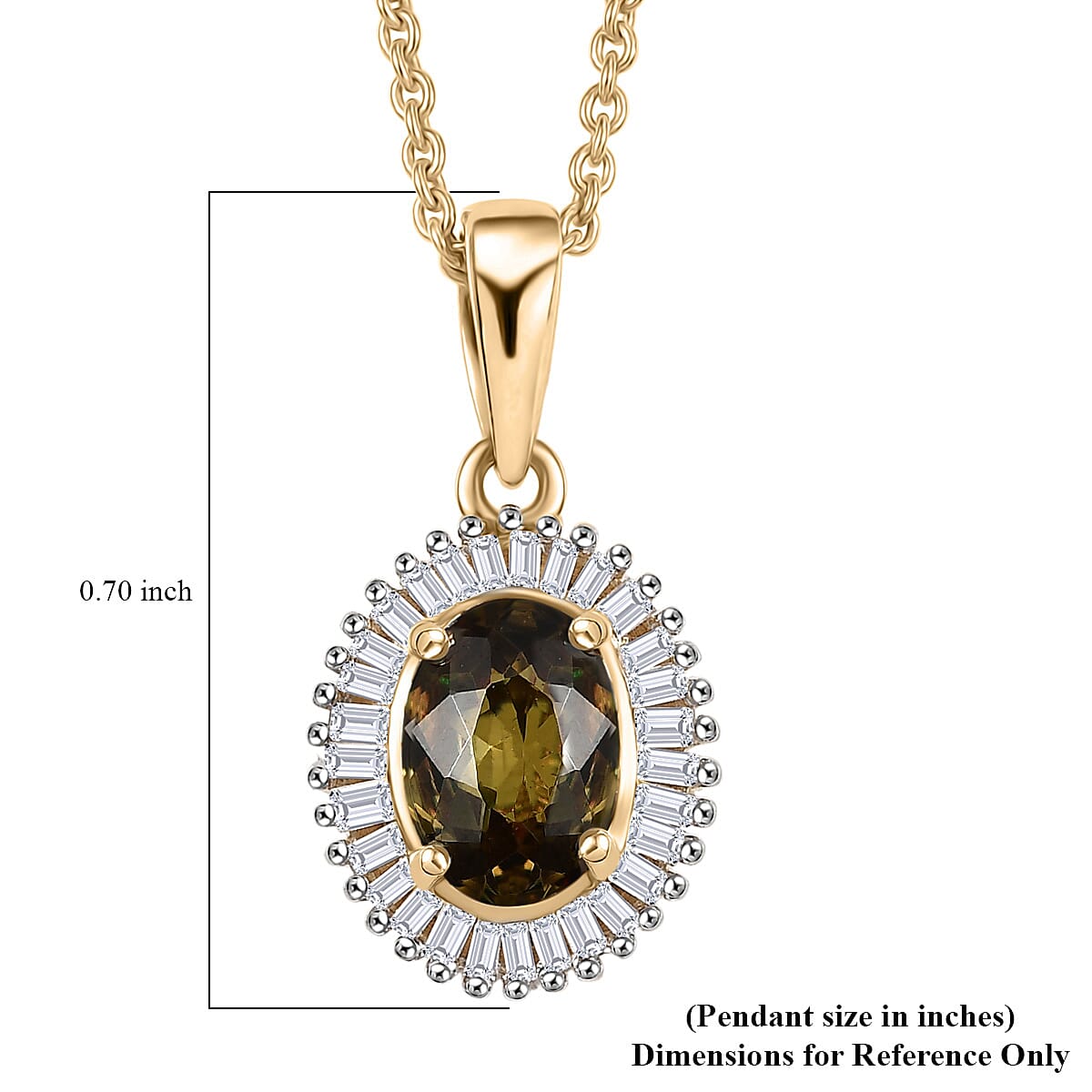 Luxoro AAA Ambanja Demantoid Garnet and G-H I2 Diamond 1.10 ctw Heirloom Spark Pendant Necklace in 10K Yellow Gold 20 Inches