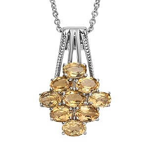 EverTrue Brazilian Citrine 4.20 ctw Pendant Necklace in Stainless Steel 20 Inches