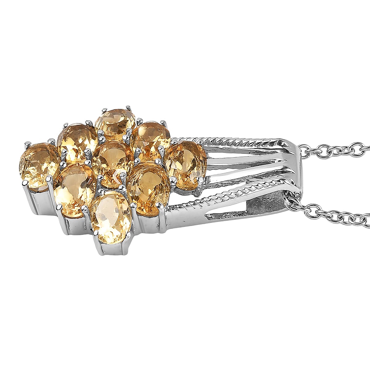 EverTrue Brazilian Citrine 4.20 ctw Pendant Necklace in Stainless Steel 20 Inches image number 3