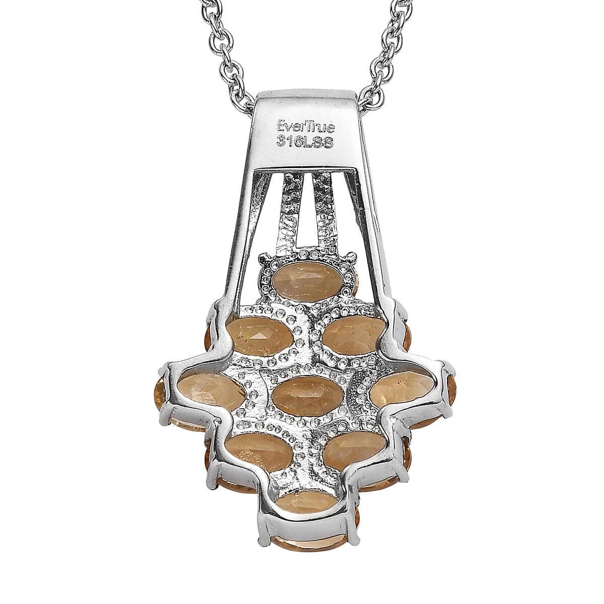 EverTrue Brazilian Citrine Pendant Necklace in Stainless Steel 4.20 ctw (20 Inches)
