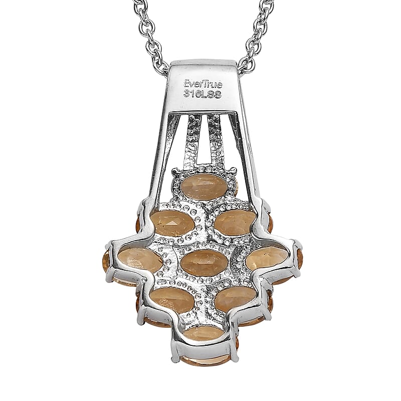 EverTrue Brazilian Citrine Pendant Necklace in Stainless Steel 4.20 ctw (20 Inches)