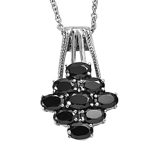 EverTrue Thai Black Spinel Pendant Necklace in Stainless Steel 5.15 ctw (20 Inches)