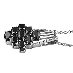EverTrue Thai Black Spinel Pendant Necklace in Stainless Steel 5.15 ctw (20 Inches)