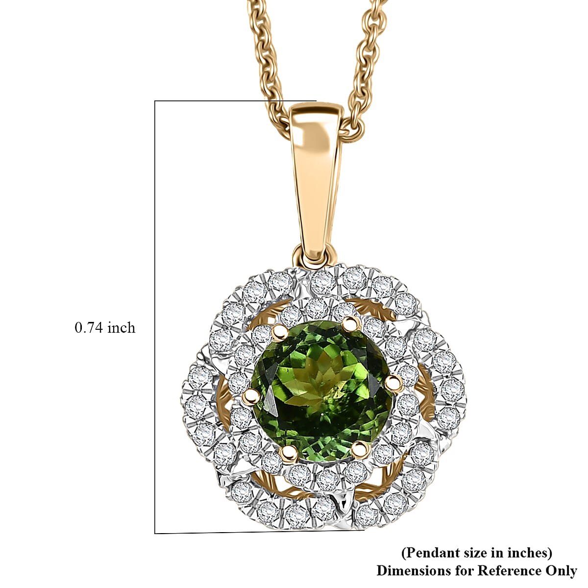 Certified & Appraised Luxoro AAA Sapo Tourmaline and I2 Diamond 1.52 ctw Pendant Necklace 20 Inches in 10K Yellow Gold