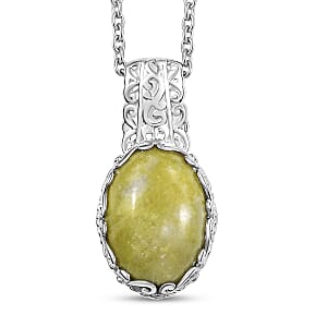 EverTrue Connemara Marble 6.40 ctw Pendant in Platinum Bond with Stainless Steel Necklace 20 Inches