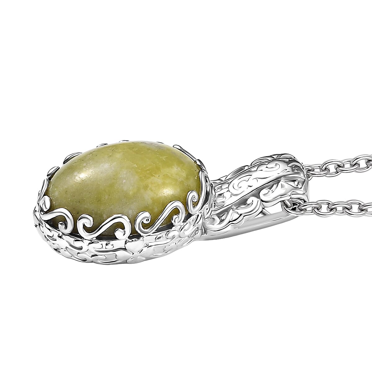 EverTrue Connemara Marble 6.40 ctw Pendant in Platinum Bond with Stainless Steel Necklace 20 Inches image number 3
