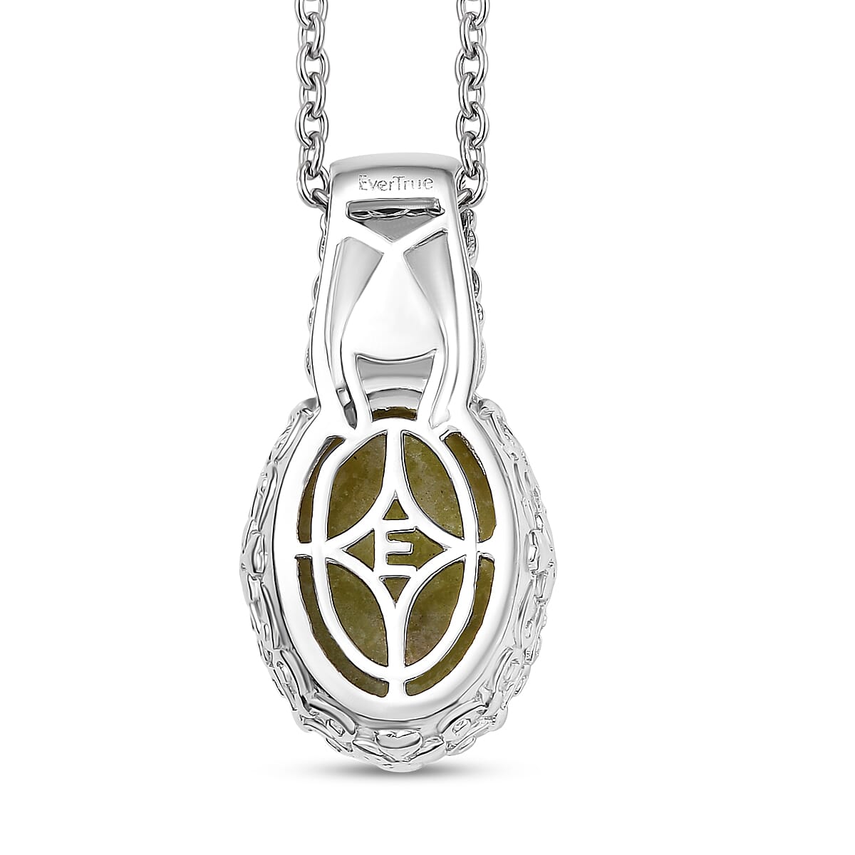 EverTrue Connemara Marble 6.40 ctw Pendant in Platinum Bond with Stainless Steel Necklace 20 Inches image number 4