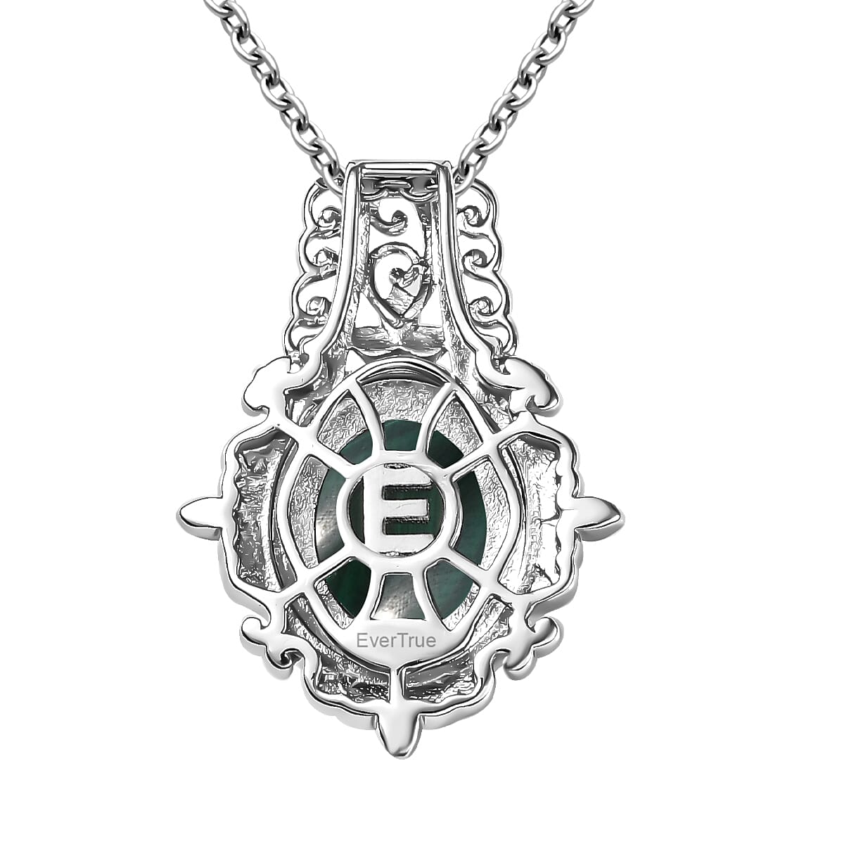 EverTrue African Malachite 11.65 ctw Vintage Earrings, Ring (Size 7) and Pendant in 18K YG Plated and Platinum Bond with Stainless Steel Necklace 20 Inches image number 8