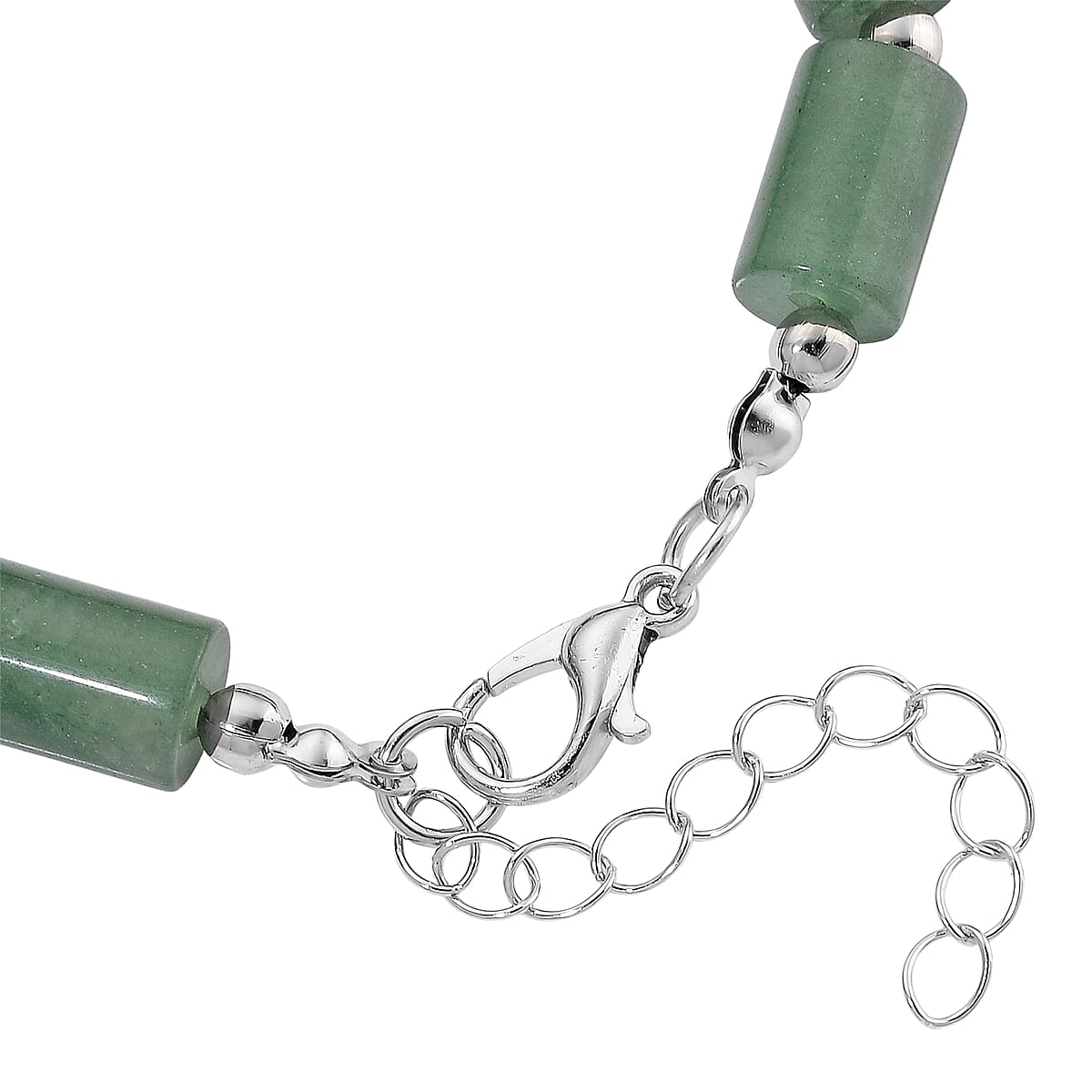 Green Aventurine 136.40 ctw Bracelet (7.00-9.00In) and Lever Back Earrings in Silvertone image number 3